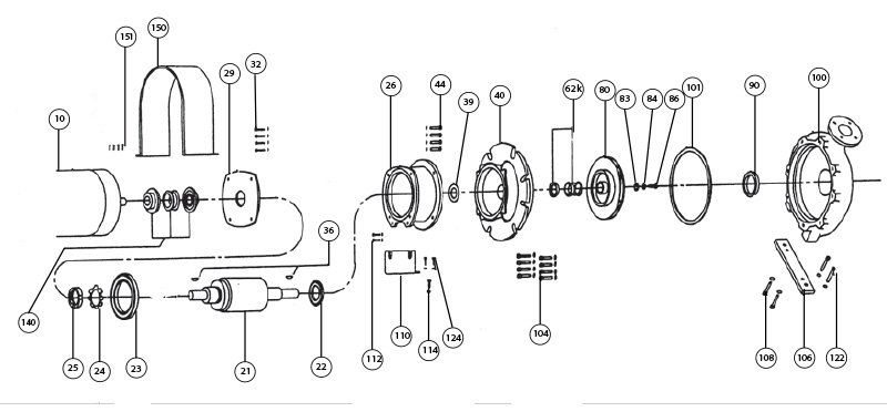 Base Mounted Split Coupled Pump Exploded View
