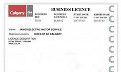 James Electric Calgary Business License