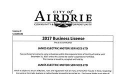 James Electric Airdrie Business License