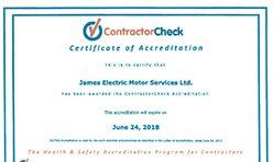James Electric Contractor Check Certificate